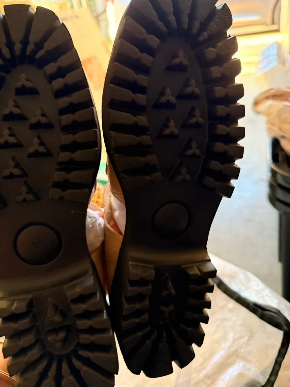 INTENTIONALLY BLANK Croc-Embossed Fisherman Sandals in Tan